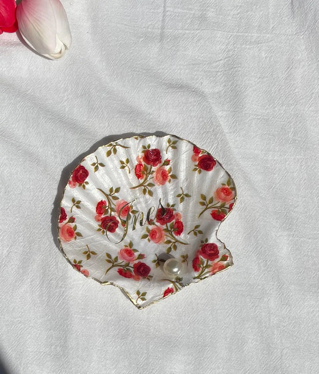 Plateau à bijoux - Red roses Shell Me