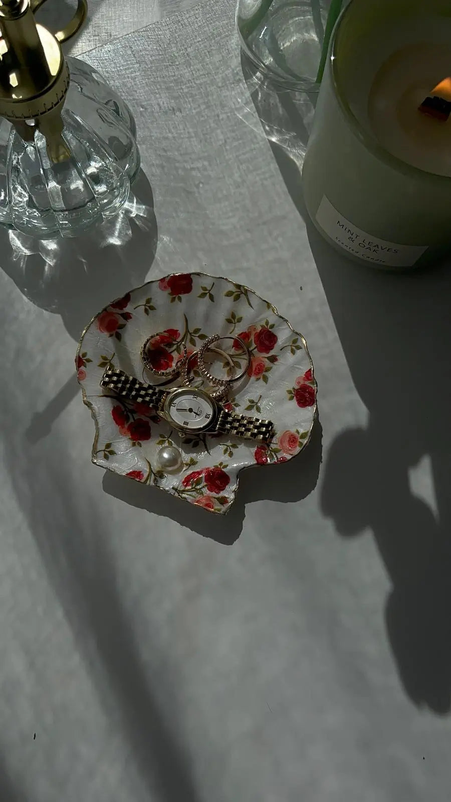 Plateau à bijoux - Red roses Shell Me