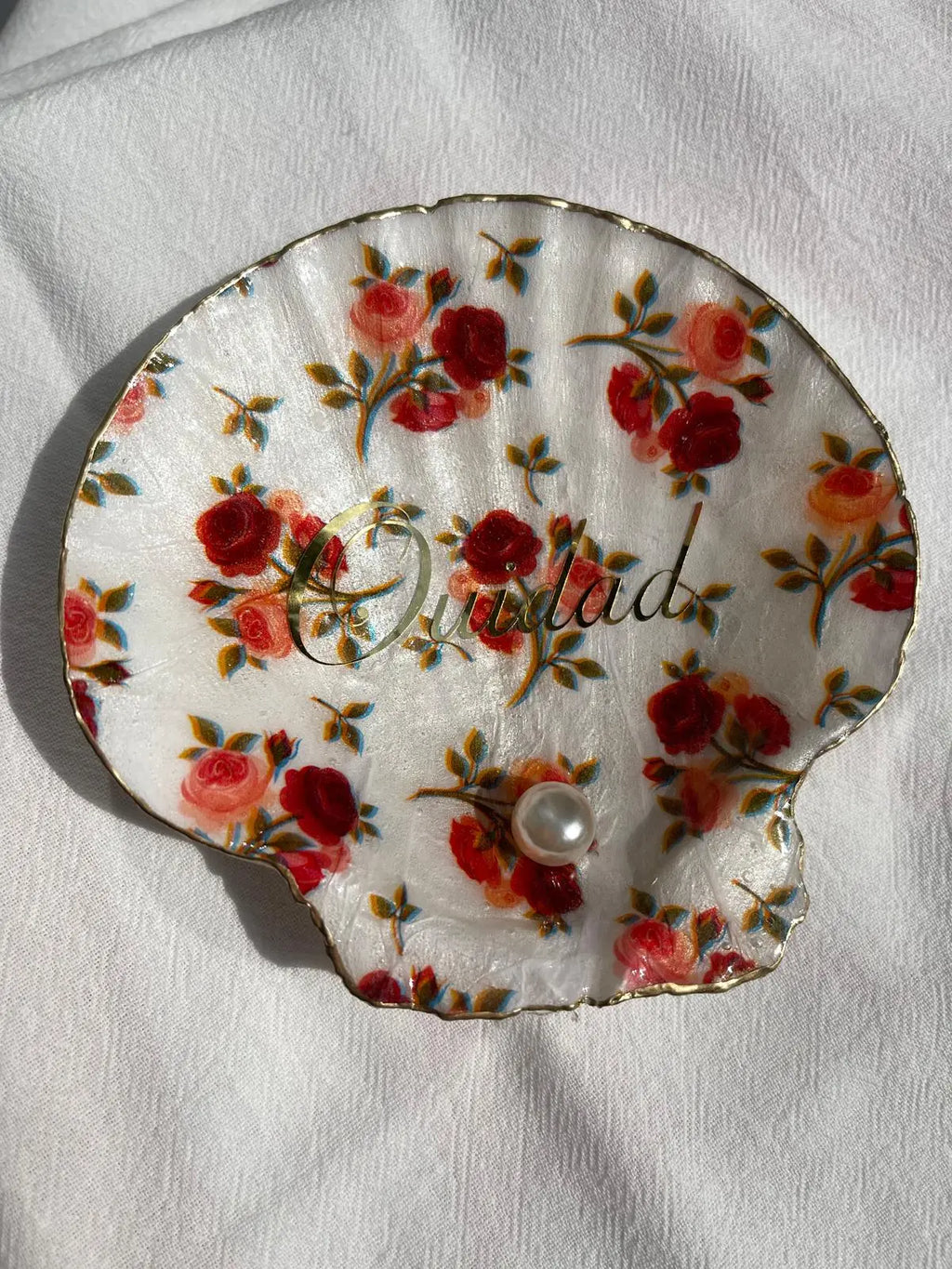 Plateau à bijoux - Red roses Shell Me