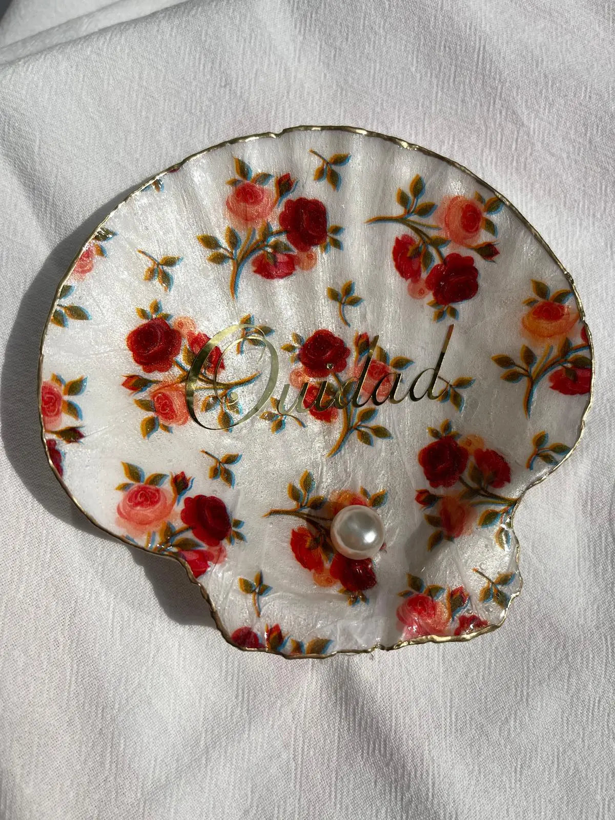 Plateau à bijoux - Red roses Shell Me